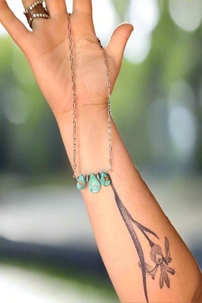 14 Inch Turquoise| Sterling Silver Pearl|Paperclip Chain|Made In USA - Cowtown Bling N Things