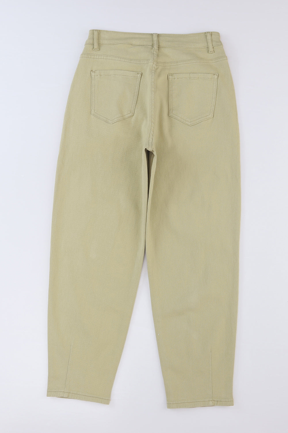 White Solid Casual High Waist Straight Leg Pants - Cowtown Bling N Things