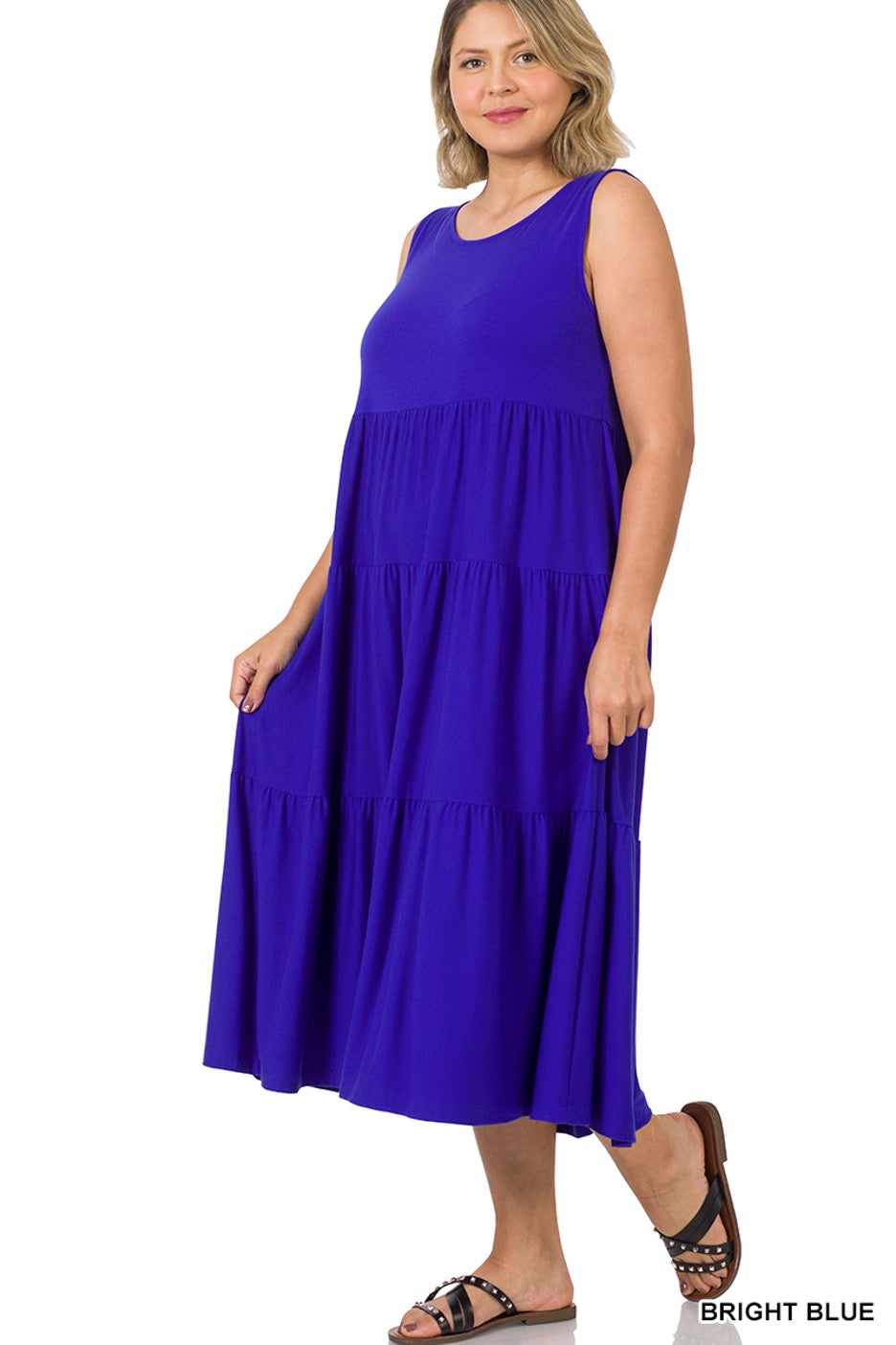 Sleeveless Tiered Midi Dress (Curvy) - Cowtown Bling N Things