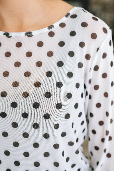 One Eleventh North Passively Poise Long Sleeve Top in Polka Dot