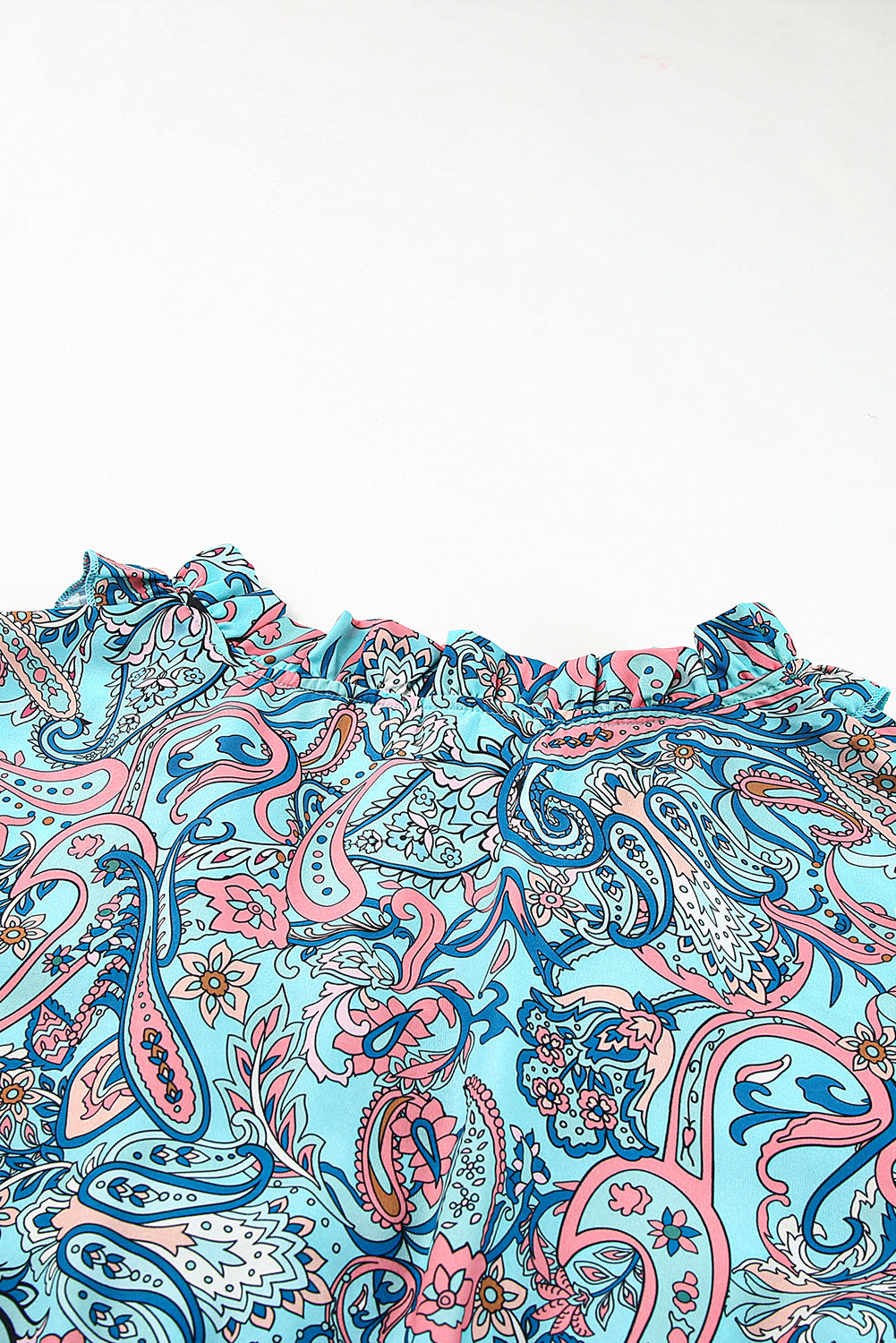 Sky Blue Paisley Print Split V Neck Tiered Boho Maxi Dress - Cowtown Bling N Things