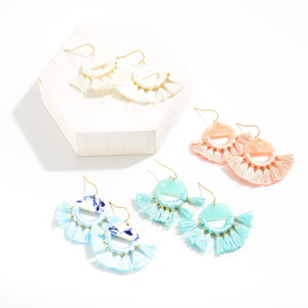 Acetate and Tassel Hoop Drop Earrings - Cowtown Bling N Things