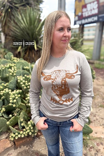 Bandero Bull Long Sleeve – Western Graphic Tee with Aztec Detail | Rowdy Crowd Clothing - Cowtown Bling N Things