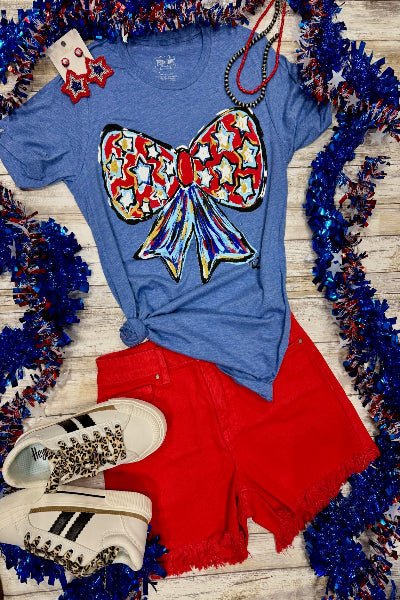 Callie Ann Stelter Patriotic Bow Tee - Cowtown Bling N Things