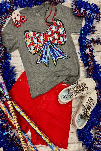 Callie Ann Stelter Patriotic Bow Tee - Cowtown Bling N Things