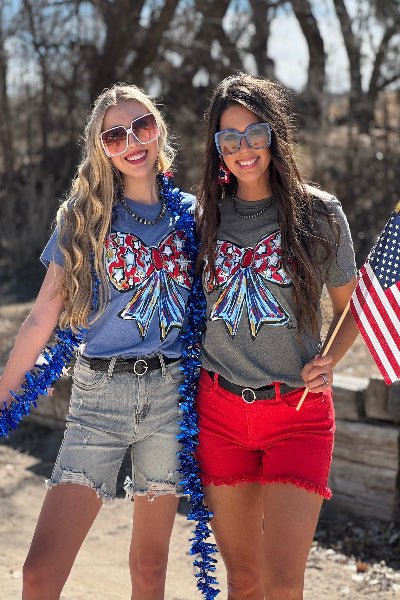 Callie Ann Stelter Patriotic Bow Tee - Cowtown Bling N Things