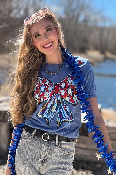 Callie Ann Stelter Patriotic Bow Tee - Cowtown Bling N Things
