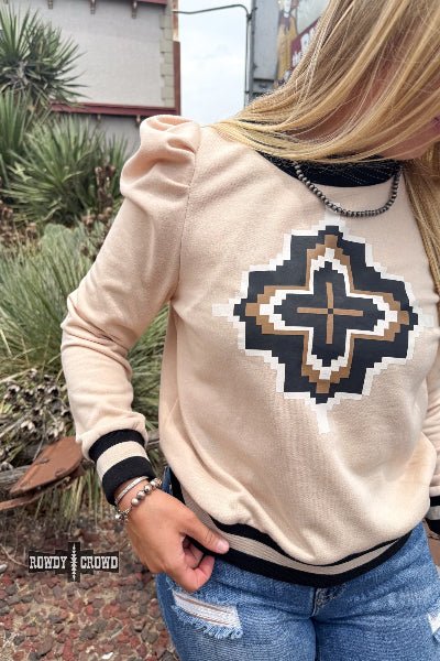 Catoosa Aztec Puff Shoulder Top – Western Style by Rowdy Crowd - Cowtown Bling N Things