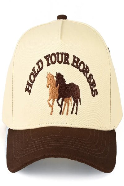 C.C "Hold Your Horses" Embroidered Two-Tone Hat - Cowtown Bling N Things