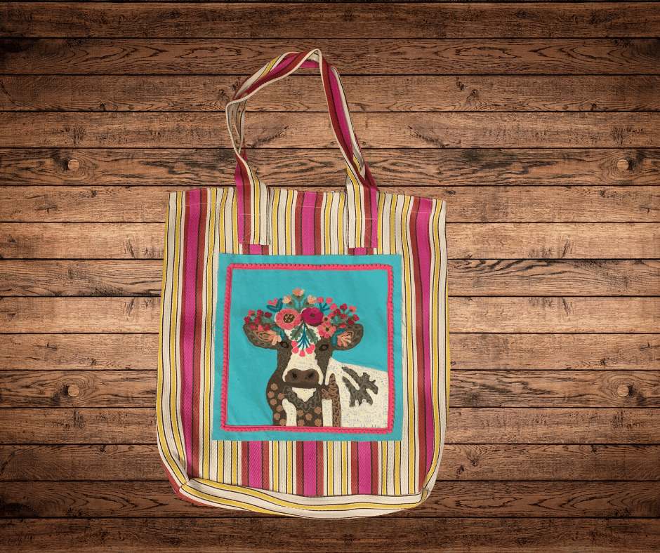 Colorful Cow Mesh Tote Bag - Cowtown Bling N Things