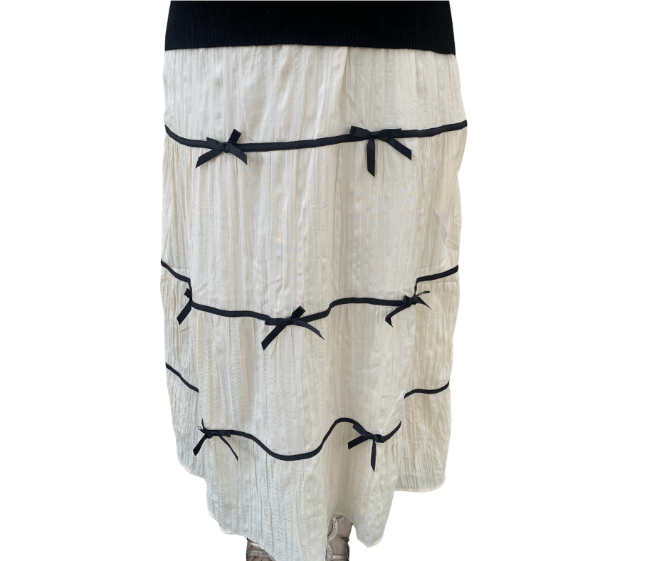 Contrast Binding Skirt With Ribbon Bow Detail - Cowtown Bling N Things