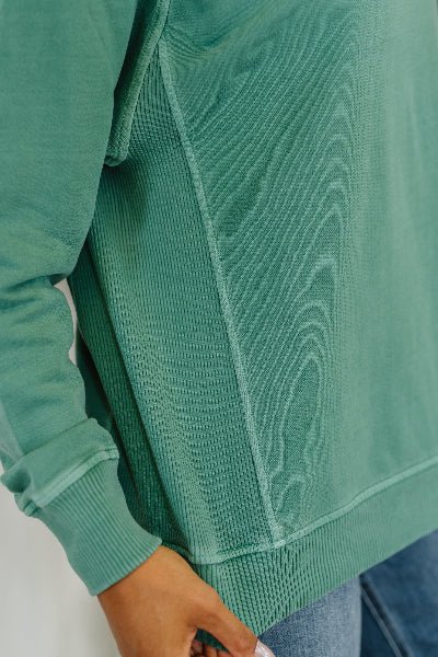 Daily Ease Mineral Wash Pullover in Dark Green - Cowtown Bling N Things