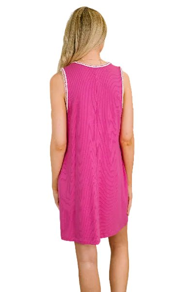 Dear Scarlett Airloom Trim Detail Mini Tank Dress in Magenta - Cowtown Bling N Things