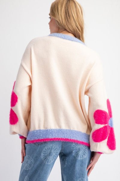 Easel Daisy Pattern Knit Sweater Pullover - Cowtown Bling N Things