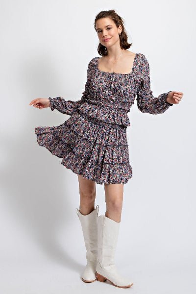 Easel Floral Print Mini Skirt & Top Set | Exclusive Two - Piece Floral Duo - Cowtown Bling N Things