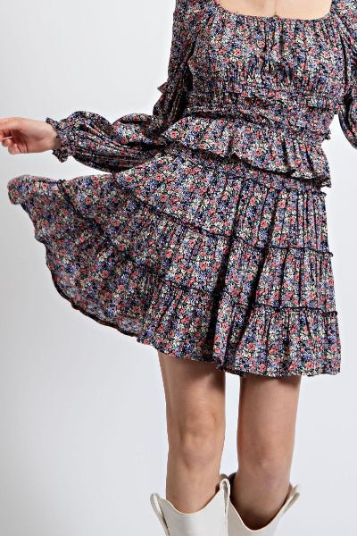 Easel Floral Print Mini Skirt & Top Set | Exclusive Two - Piece Floral Duo - Cowtown Bling N Things