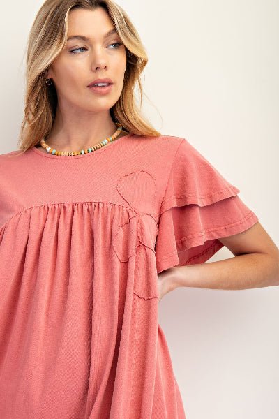 Easel Flower Patch Mineral Washed Knit Dress - Cowtown Bling N Things