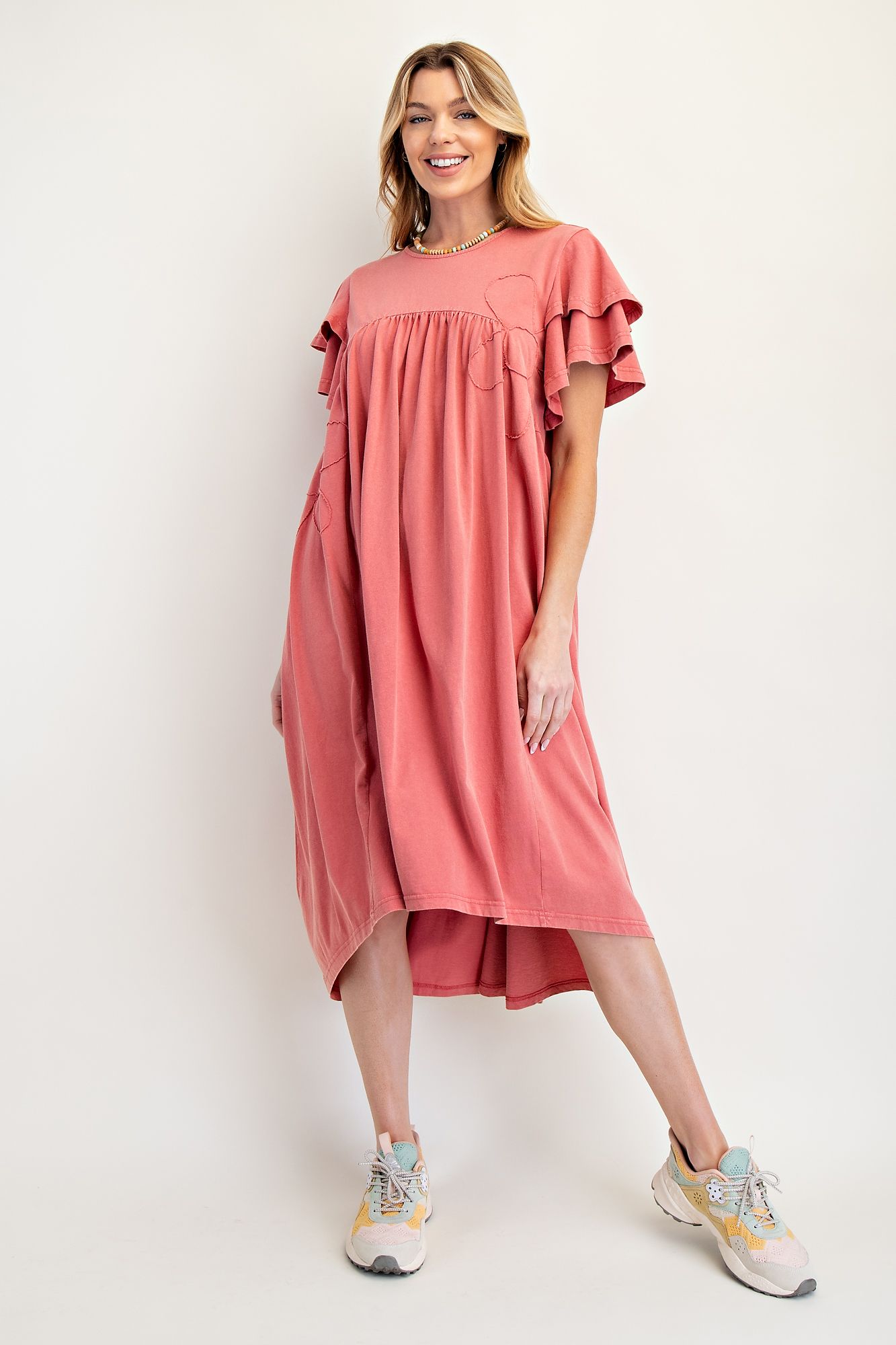 Easel Flower Patch Mineral Washed Knit Dress - Cowtown Bling N Things