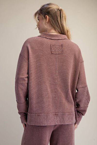 Easel Mineral Washed Textured Thermal Pullover, Relaxed Fit - Cowtown Bling N Things