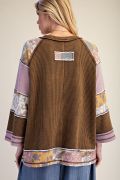 Easel Peace Patch Mixed Print Thermal Waffle Knit Tunic Top - Cowtown Bling N Things