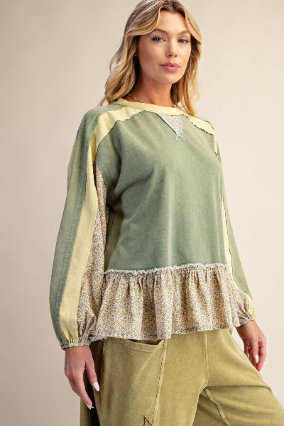 Easel Print Mix Mineral Washed Top - Cowtown Bling N Things
