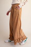 Easel Ruffle Bottom Mineral Wash Pants - Cowtown Bling N Things