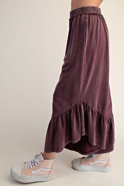 Easel Ruffle Bottom Washed Pants - Cowtown Bling N Things