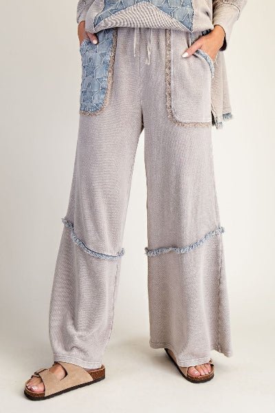 Easel Star Patch Mix Washed Terry Pants - Cowtown Bling N Things