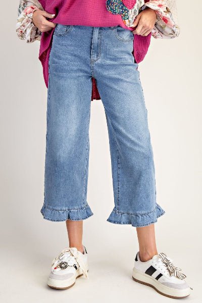 Easel Stretch Twill Ruffle Bottom Pants - Cowtown Bling N Things