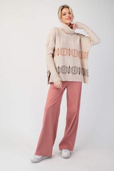 Easel Turtle Neck Knit Sweater Top - Cowtown Bling N Things