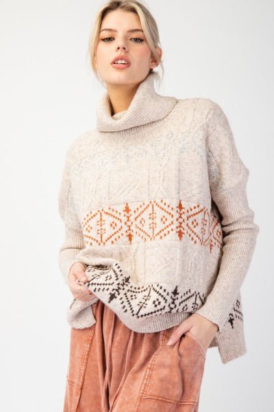 Easel Turtle Neck Knit Sweater Top - Cowtown Bling N Things