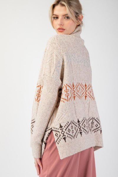 Easel Turtle Neck Knit Sweater Top - Cowtown Bling N Things