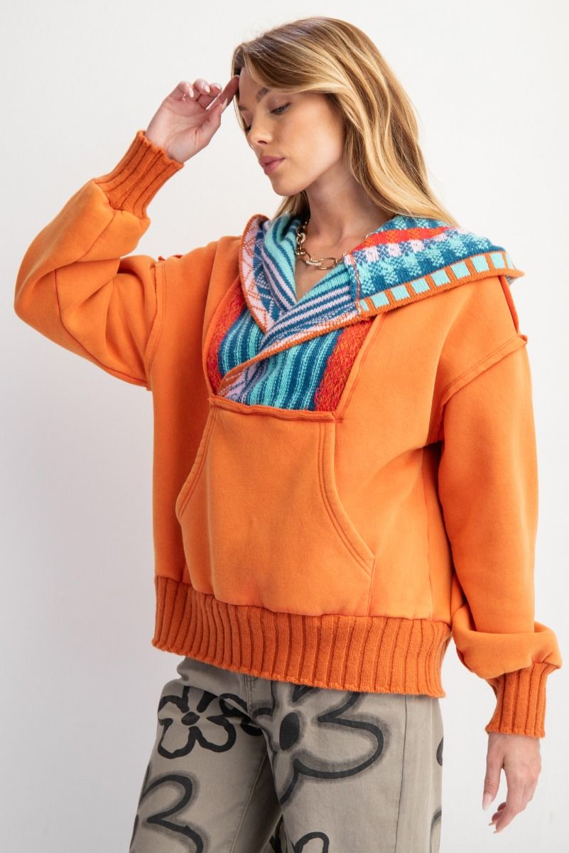 Easel Washed Multi‑Color Thread Hoodie Pullover - Cowtown Bling N Things