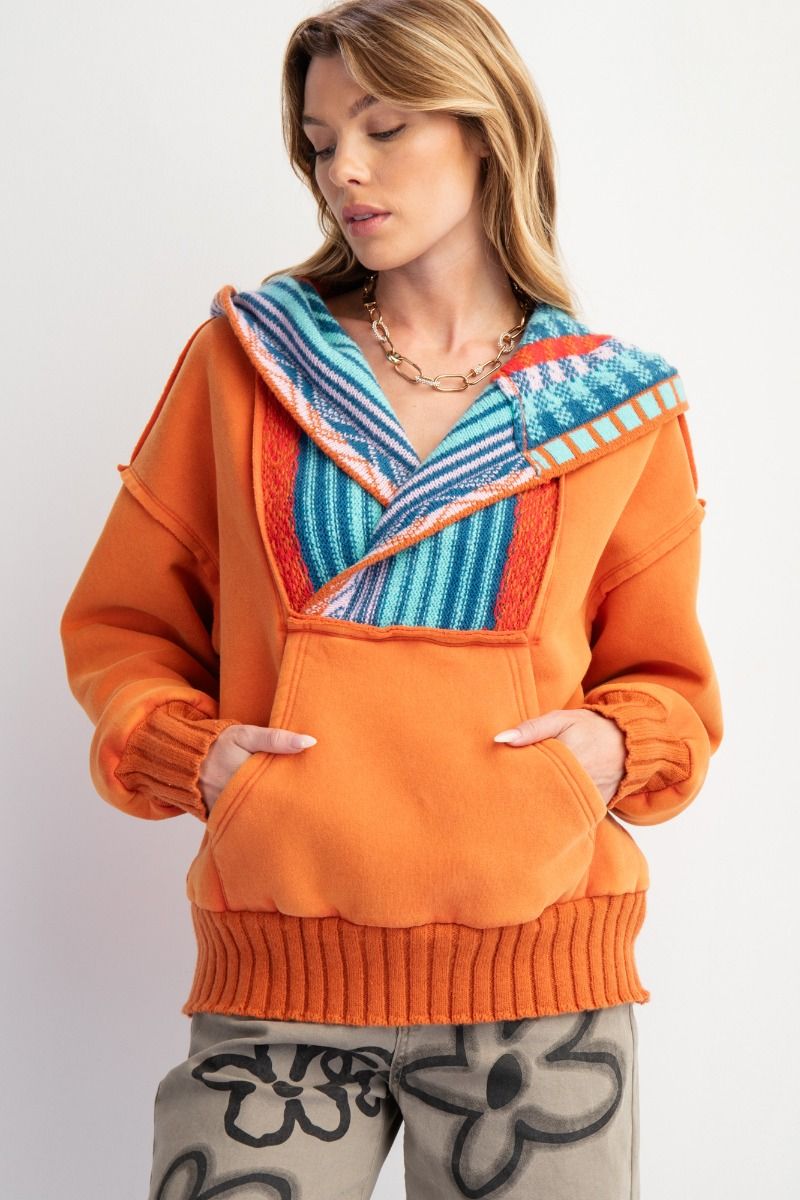 Easel Washed Multi‑Color Thread Hoodie Pullover - Cowtown Bling N Things