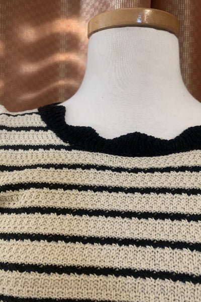 Easel Wing Sleeve Knit Top - Versatile Striped Top with Back Ties - Cowtown Bling N Things