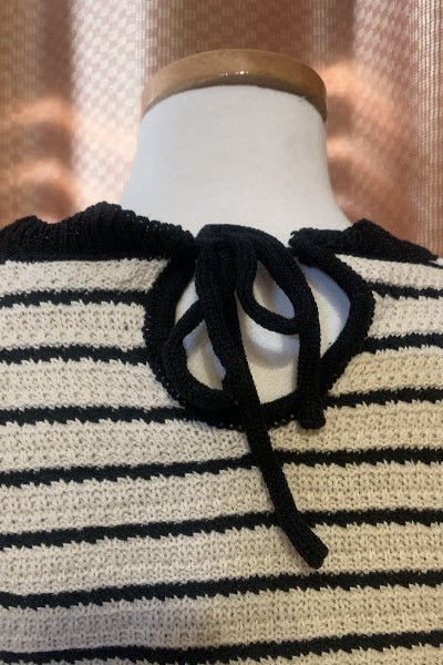 Easel Wing Sleeve Knit Top - Versatile Striped Top with Back Ties - Cowtown Bling N Things