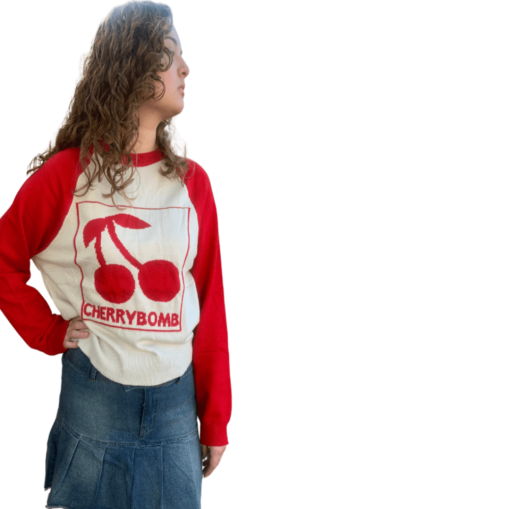 EE:Some |Cherry Bomb Raglan Sleeve Sweater| Red| S - L - Cowtown Bling N Things