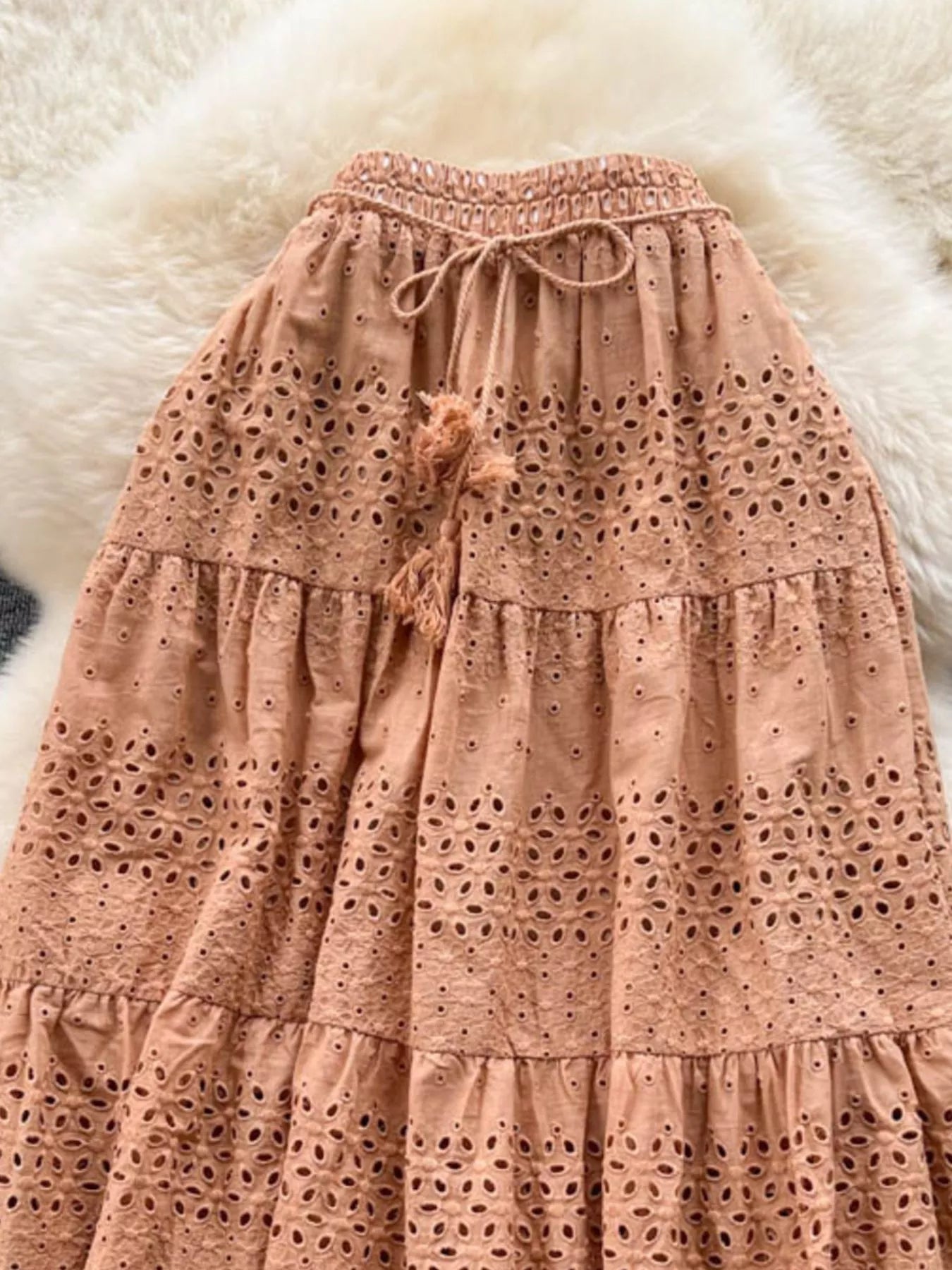 Eyelet Tiered Maxi Skirt - Cowtown Bling N Things