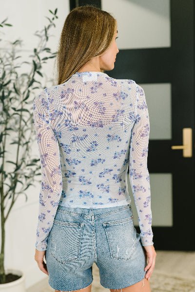Flirty by Nature Mesh Layering Top in Light Blue - Cowtown Bling N Things