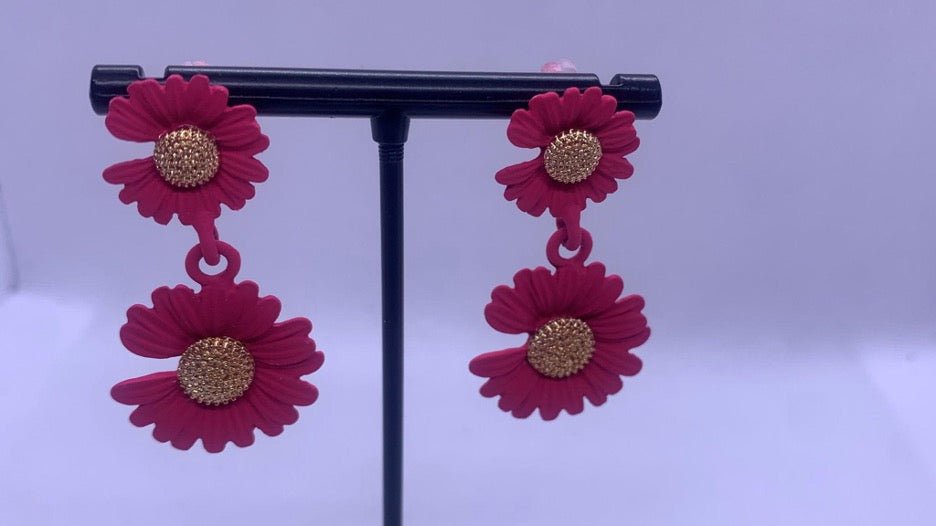 Flower Post Dangle Earrings - Cowtown Bling N Things