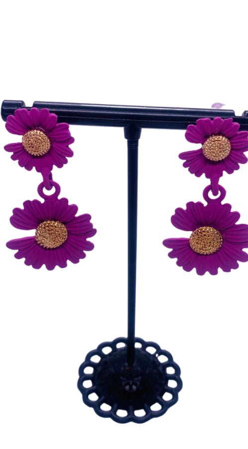 Flower Post Dangle Earrings - Cowtown Bling N Things