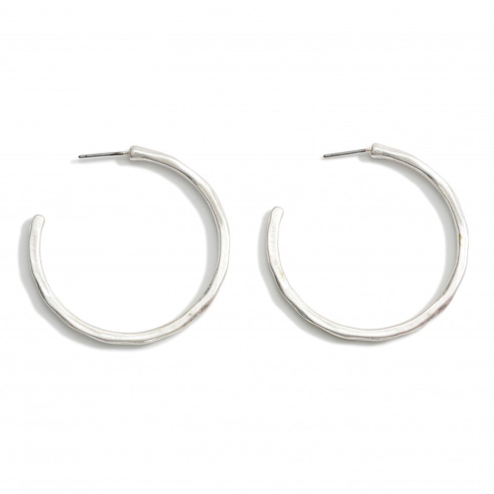 Hammered Metal Hoop Earrings - Cowtown Bling N Things