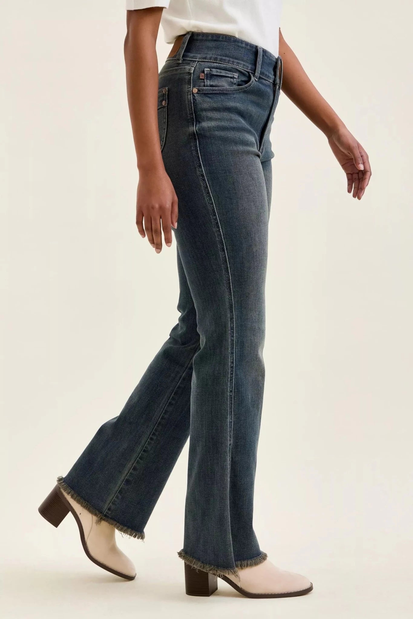 Judy Blue High Waist Double Button Frayed Hem Jeans - Cowtown Bling N Things