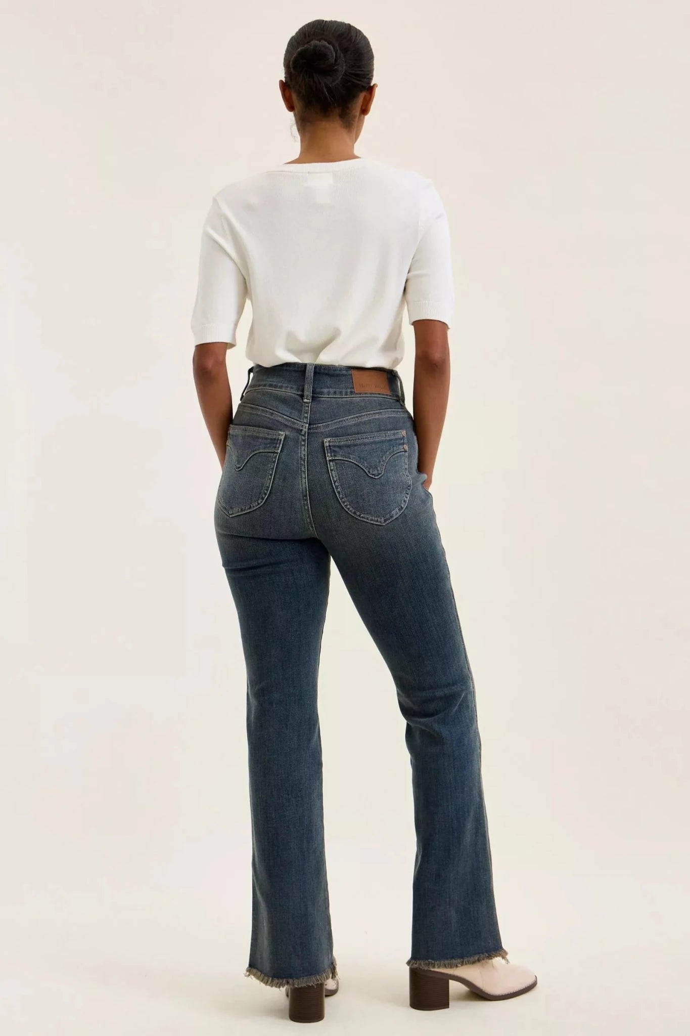 Judy Blue High Waist Double Button Frayed Hem Jeans - Cowtown Bling N Things
