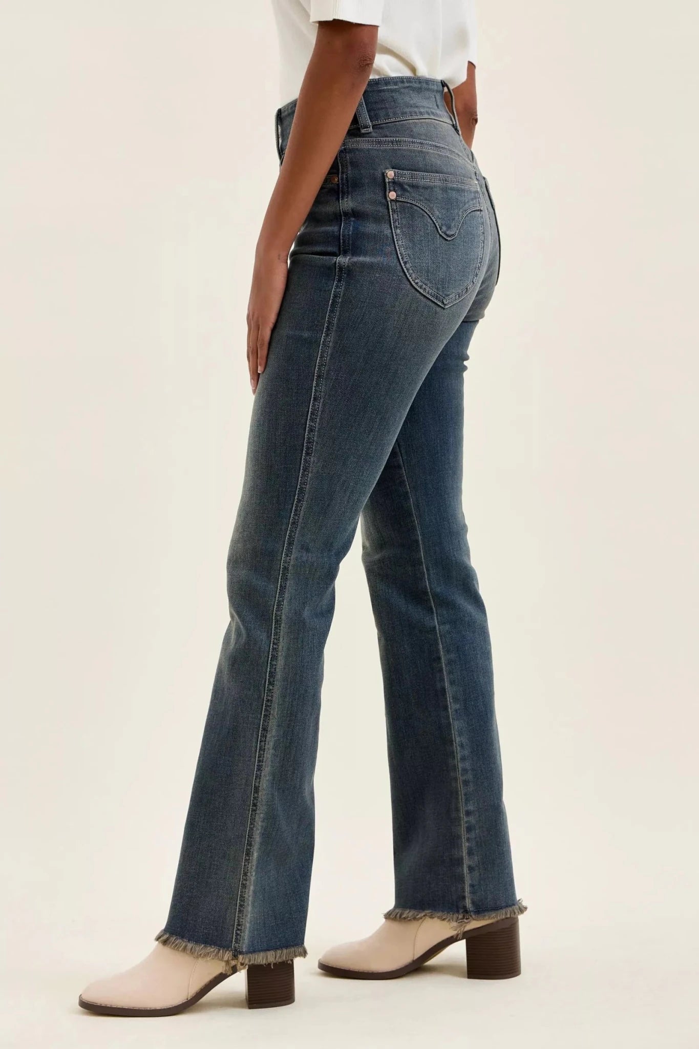 Judy Blue High Waist Double Button Frayed Hem Jeans - Cowtown Bling N Things