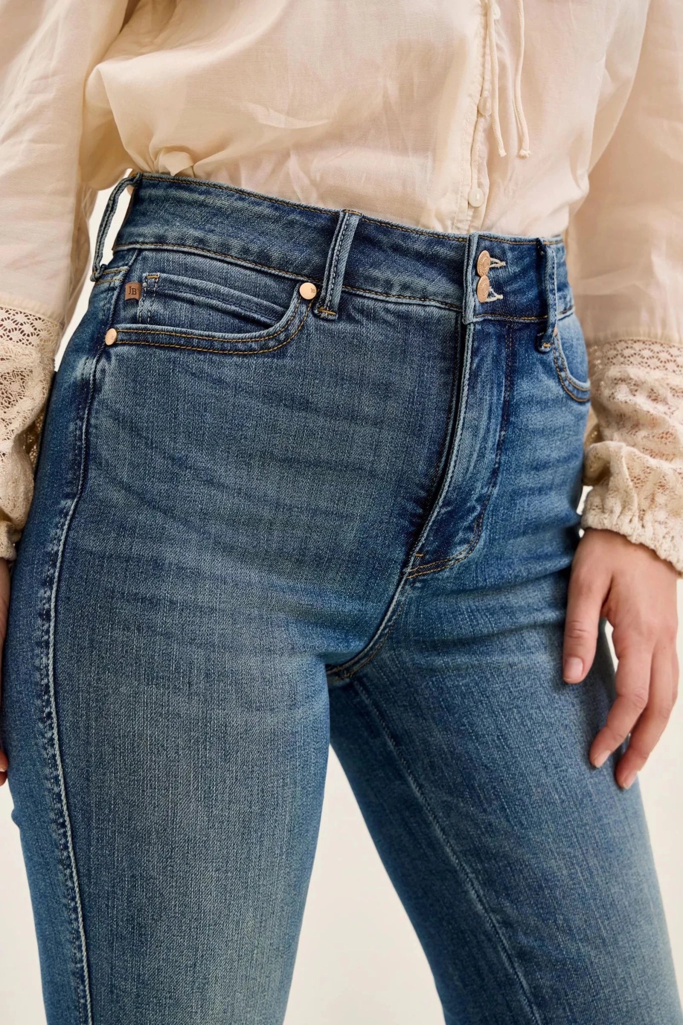 Judy Blue High Waist Double Button Tummy Control Flare Jeans - Cowtown Bling N Things