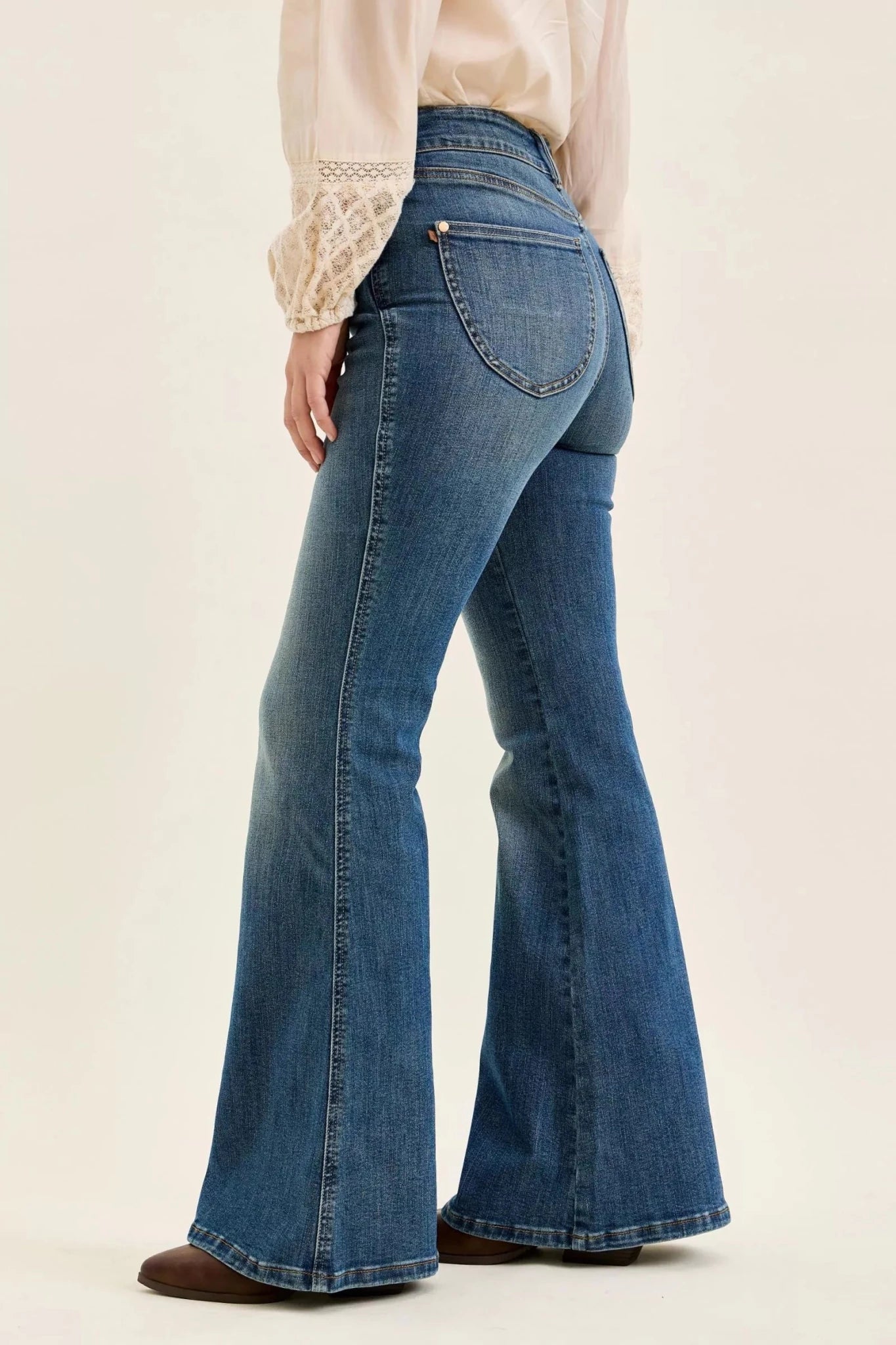 Judy Blue High Waist Double Button Tummy Control Flare Jeans - Cowtown Bling N Things