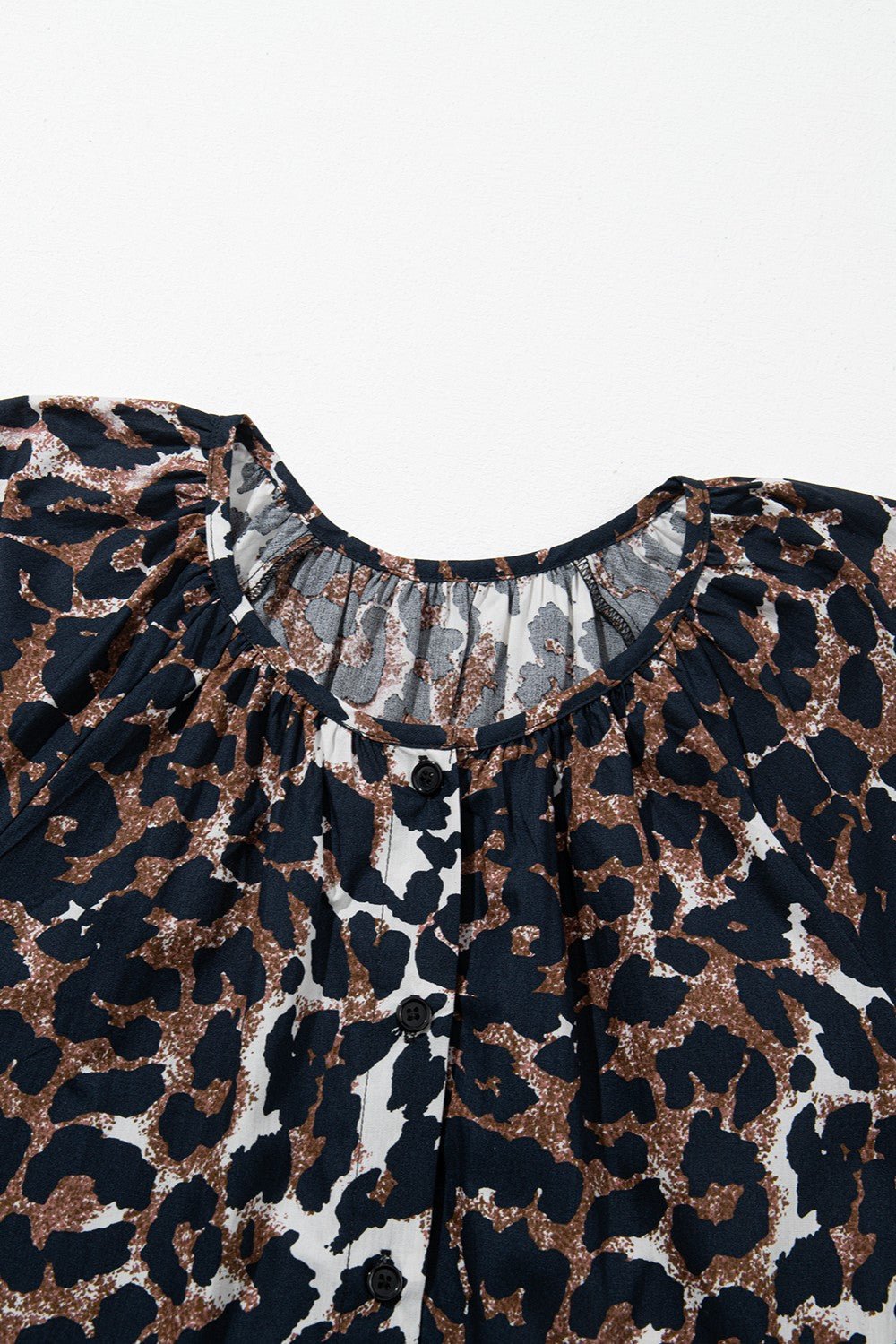 Leopard Button Up Half Sleeve Mini Dress - Cowtown Bling N Things