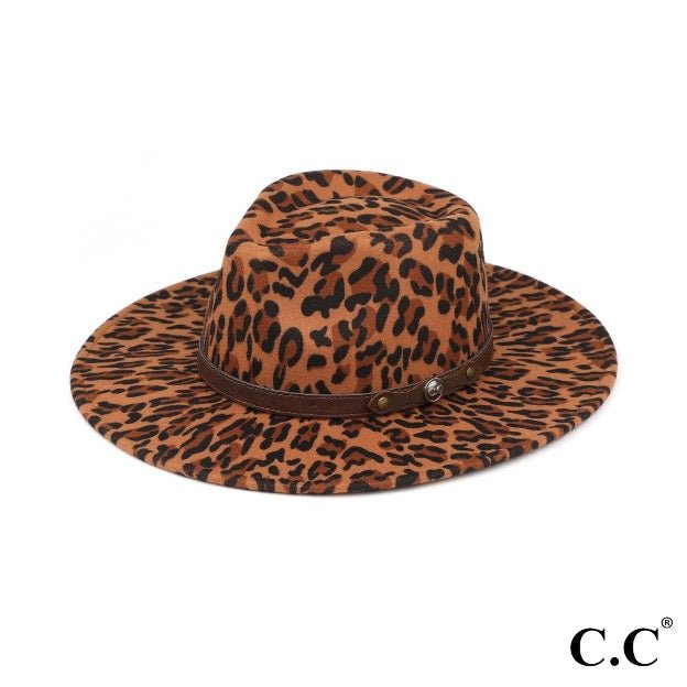 Leopard Pattern Panama Vegan Felt Hat display picture 1