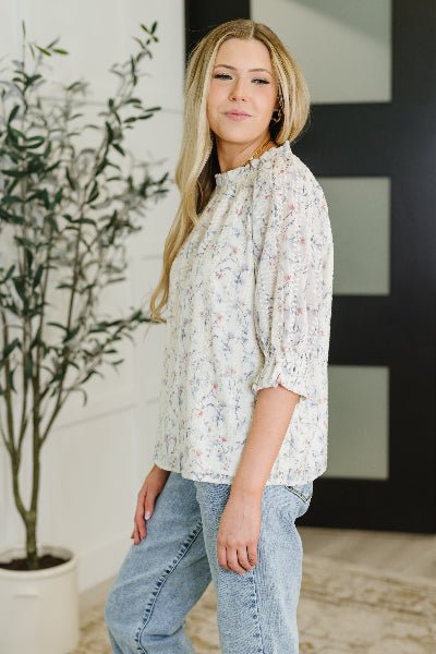 Lovelo – Sweet Ruffle Affair High Neck Blouse in Blue - Cowtown Bling N Things